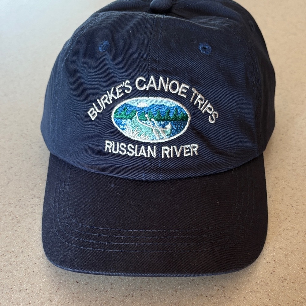 Navy Blue Burke’s Canoe Trips Russian River adjustable Cap